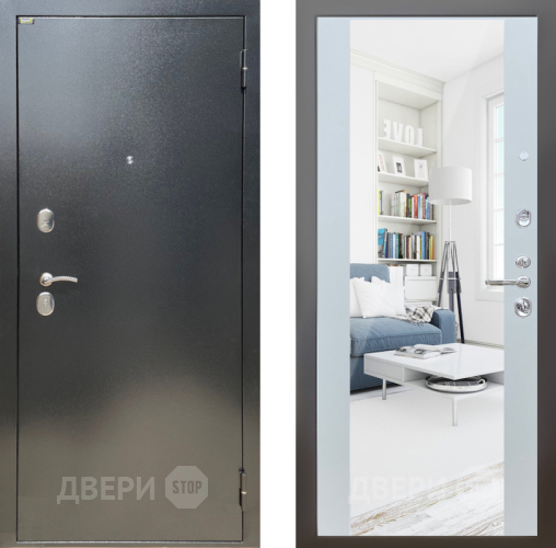 Дверь Шелтер (SHELTER) Стандарт 13 с зеркалом Белый матовый в Ступино