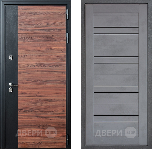 Входная металлическая Дверь Дверной континент ДК-15 Красное Дерево ТЕРМО ФЛ-49 Бетон серый в Ступино