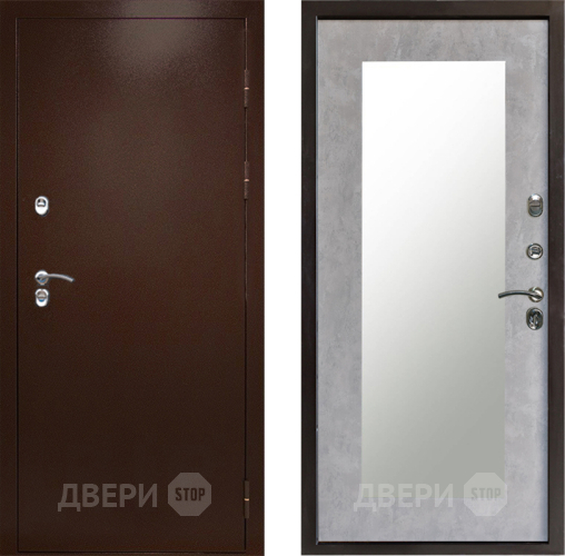 Входная металлическая Дверь Престиж TERMO с терморазрывом Снегирь Медь Зеркало пастораль Бетон светлый в Ступино