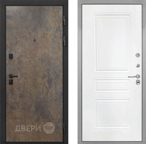 Входная металлическая Дверь Интекрон (INTECRON) Профит Black Гранж ФЛ-243 Белый матовый в Ступино