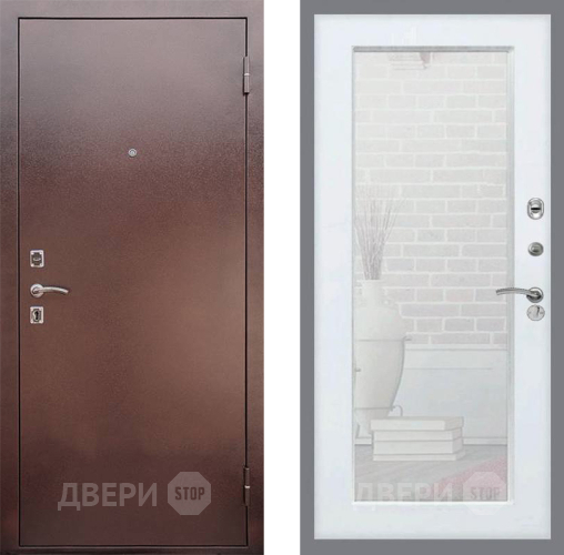 Входная металлическая Дверь Рекс (REX) 1 Зеркало Пастораль Белый ясень в Ступино