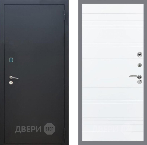 Входная металлическая Дверь Рекс (REX) 1A Черный Муар Line Силк Сноу в Ступино