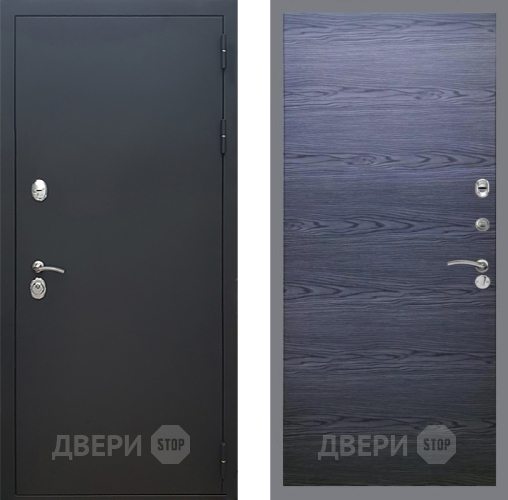 Входная металлическая Дверь Рекс (REX) 5 Черный Муар GL Дуб тангенальный черный в Ступино