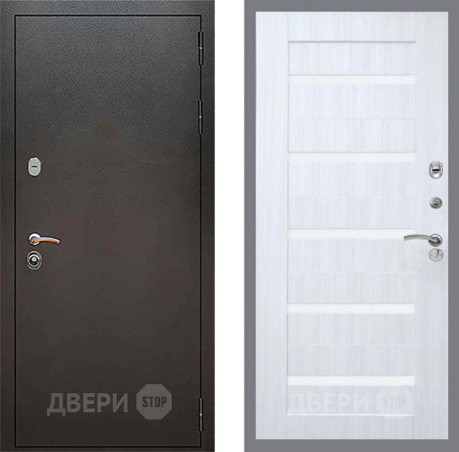 Входная металлическая Дверь Рекс (REX) 5 Серебро Антик СБ-14 стекло белое Сандал белый в Ступино